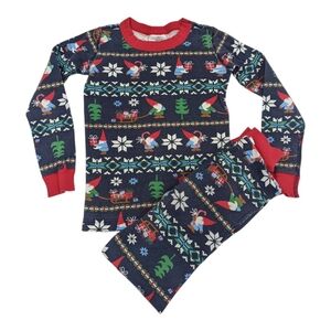 Hanna Andersson Gnome Fair Isle Navy Blue Long Cotton Pajamas Kids Size 120 6 7